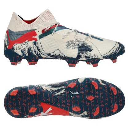 PUMA X Unisport Future 7 Ultimate FG/AG Great Wave in Almond/Red/Ocean colorway