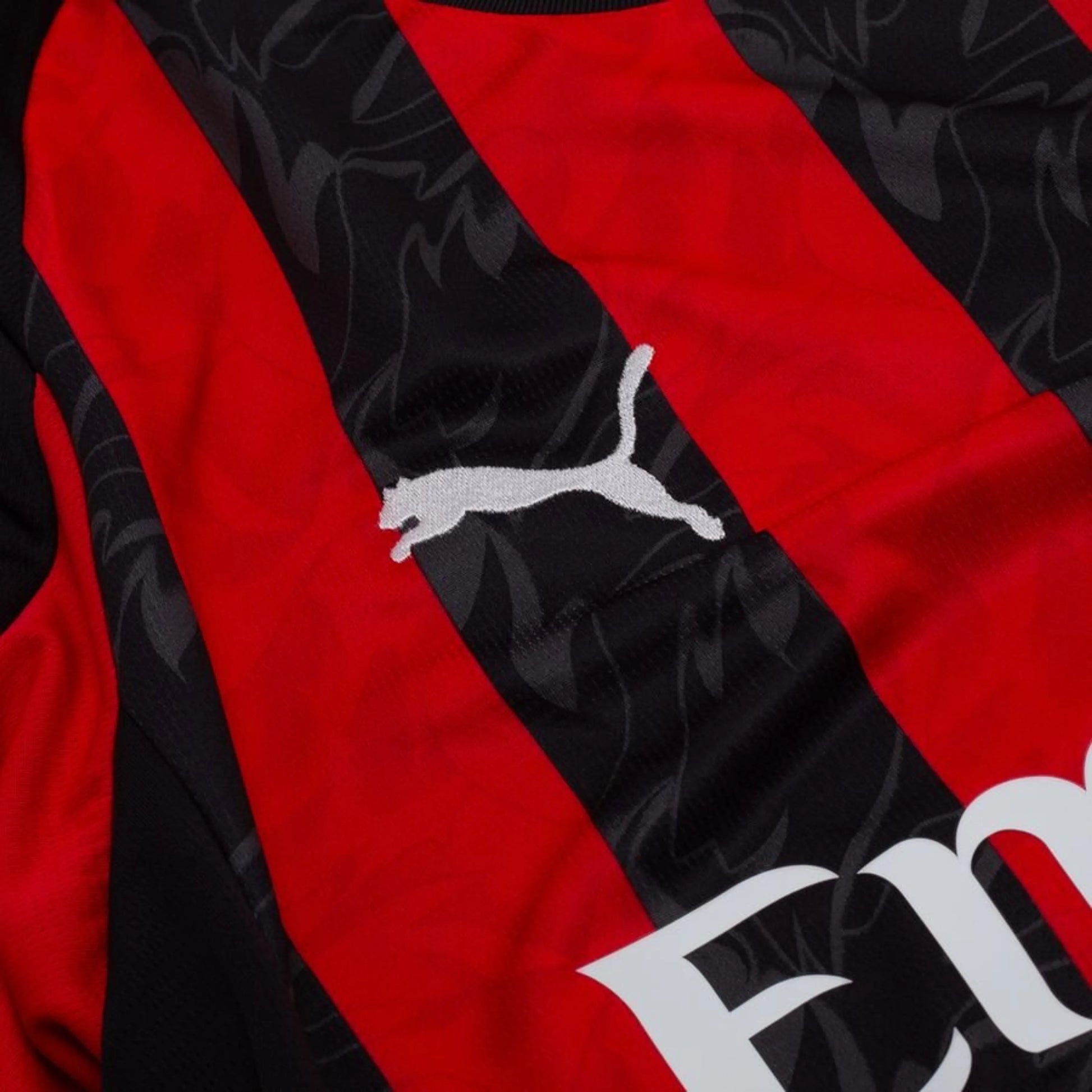 PUMA logo view of the AC Milan 2025/26 Home Long Sleeve Black & Red Jersey