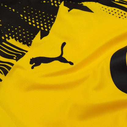 PUMA logo view on the Borussia Dortmund 2025/26 Home Yellow Shirt