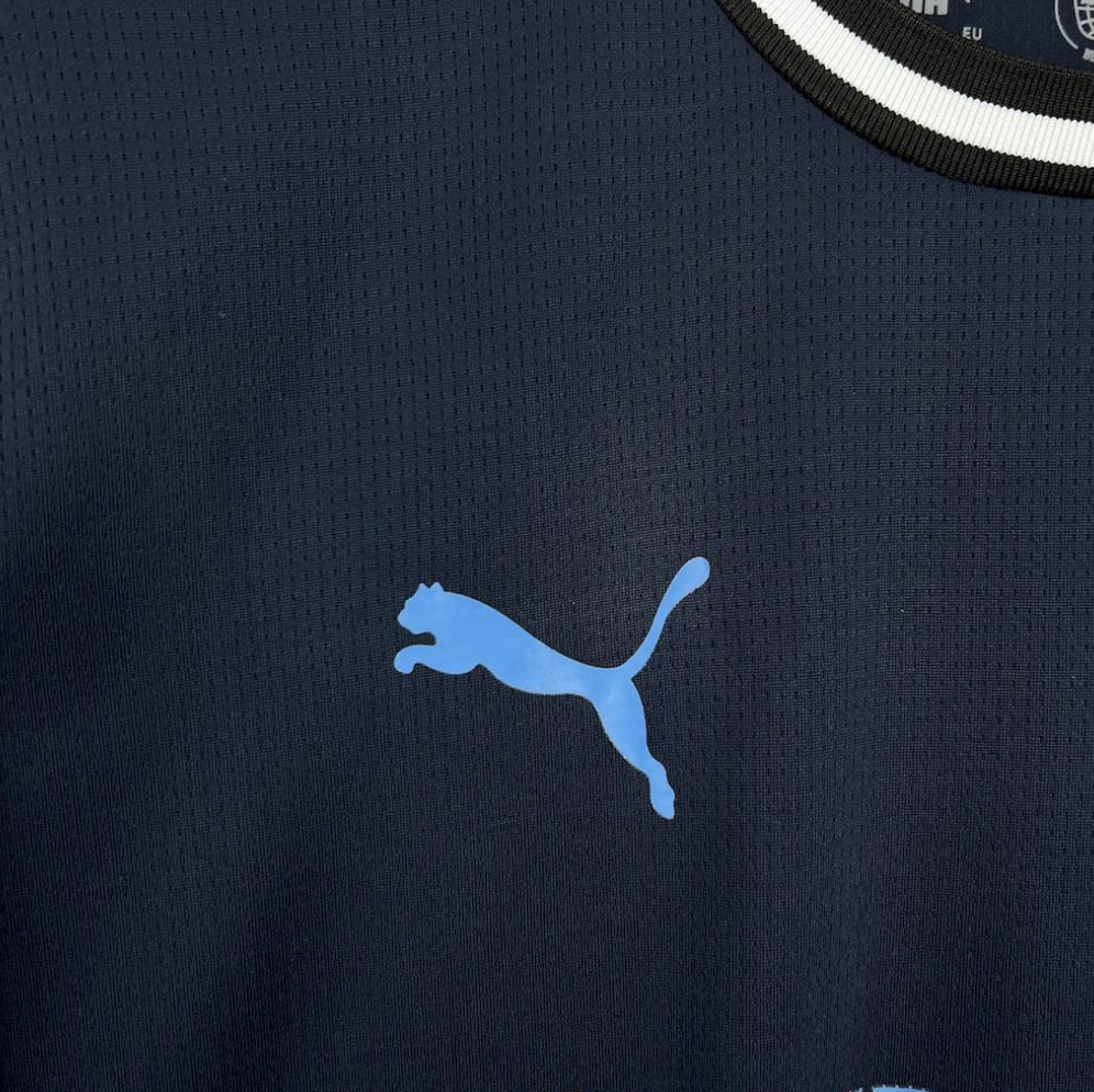Puma logo view on the Girona 2025/26 Third Navy Jersey