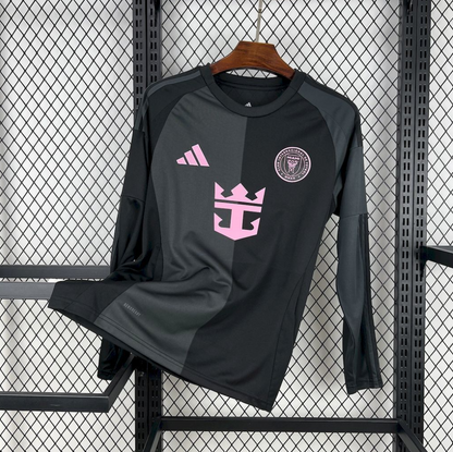 official Inter Miami 25/26 Away Long Sleeve Black and pink Football Jersey Designed By Adidas