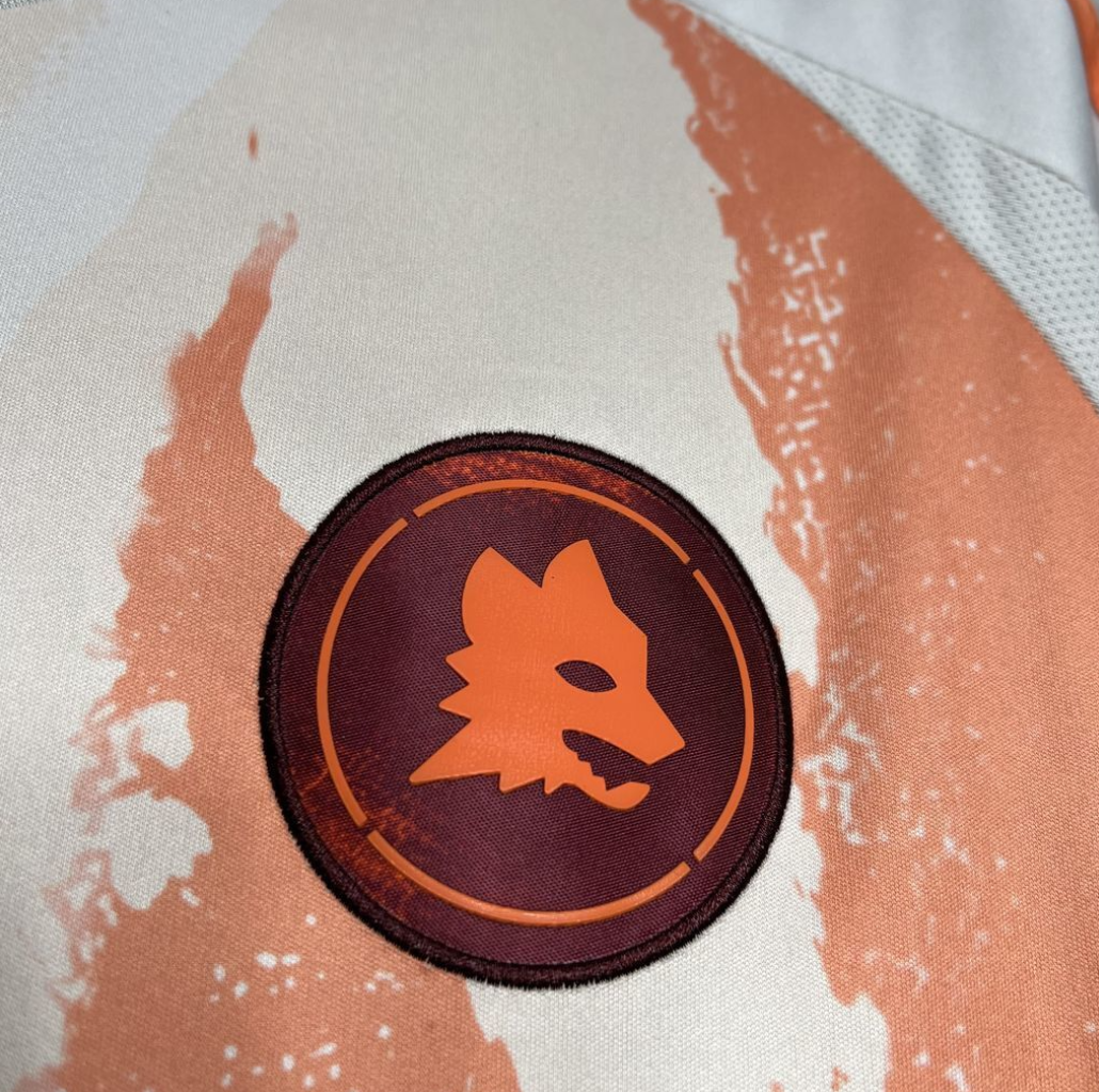 official AS Roma 24/25 Away White/Orange Short Sleeve Jersey Designed By Adidas