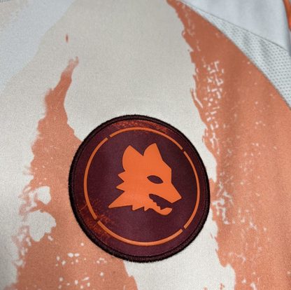 official AS Roma 24/25 Away White/Orange Short Sleeve Jersey Designed By Adidas