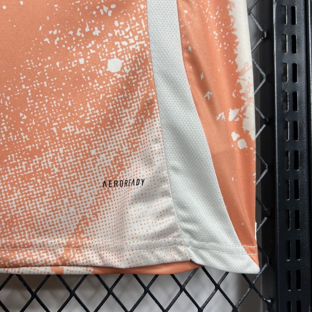 official AS Roma 24/25 Away White/Orange Short Sleeve Jersey Designed By Adidas