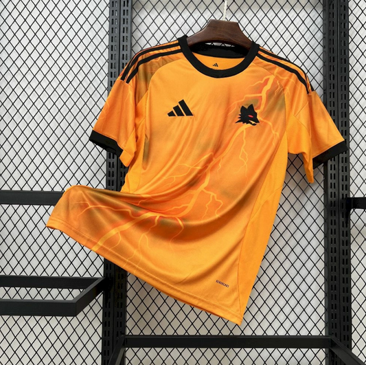 official AS Roma 25/26 Away Orange Football Short Sleeve Jersey Designed By Adidas