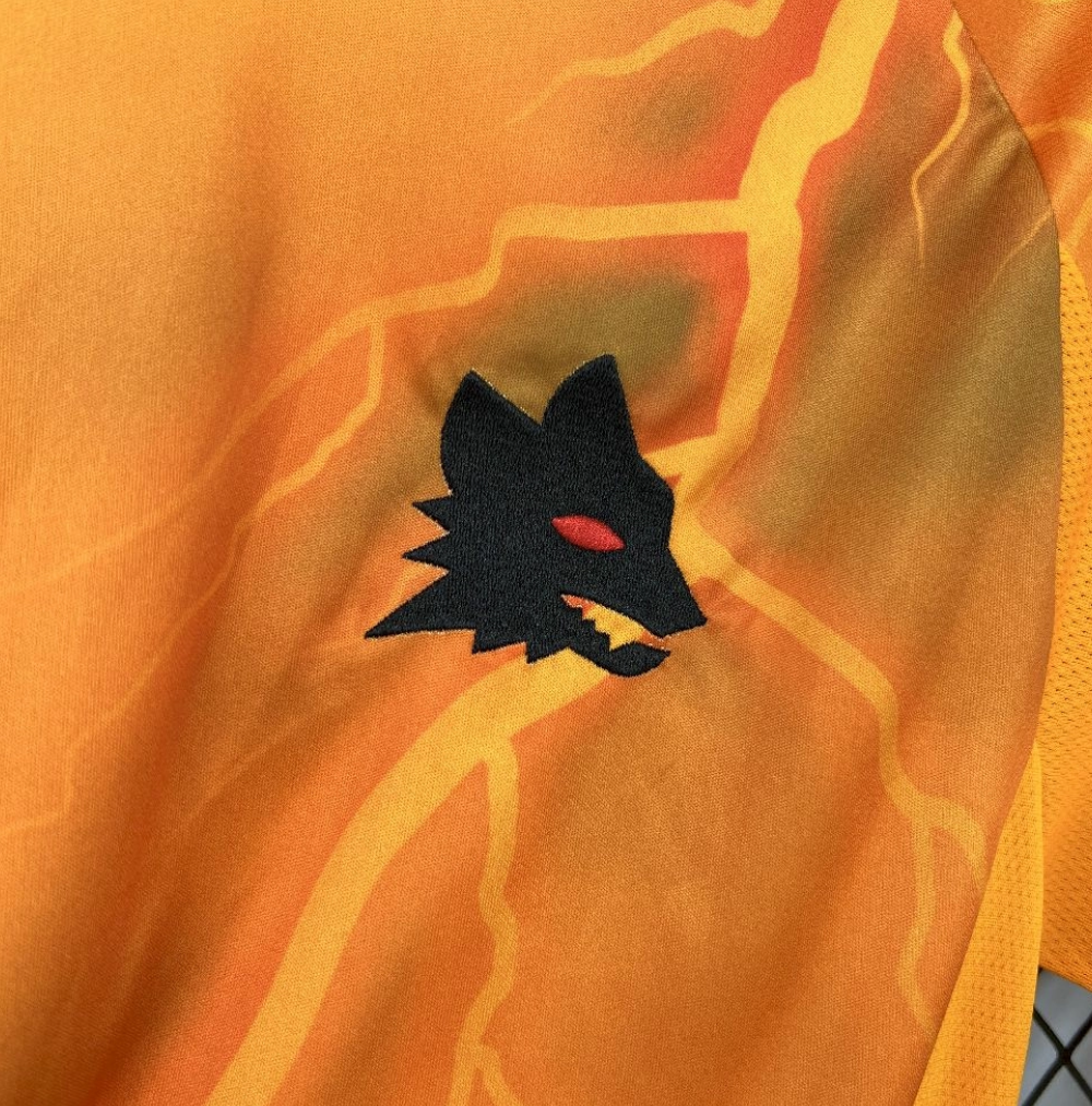 official AS Roma 25/26 Away Orange Football Short Sleeve Jersey Designed By Adidas