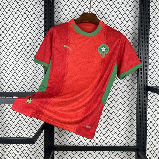 official Morocco 24/25 Home Red Football Short Sleeve Jersey Designed By Puma