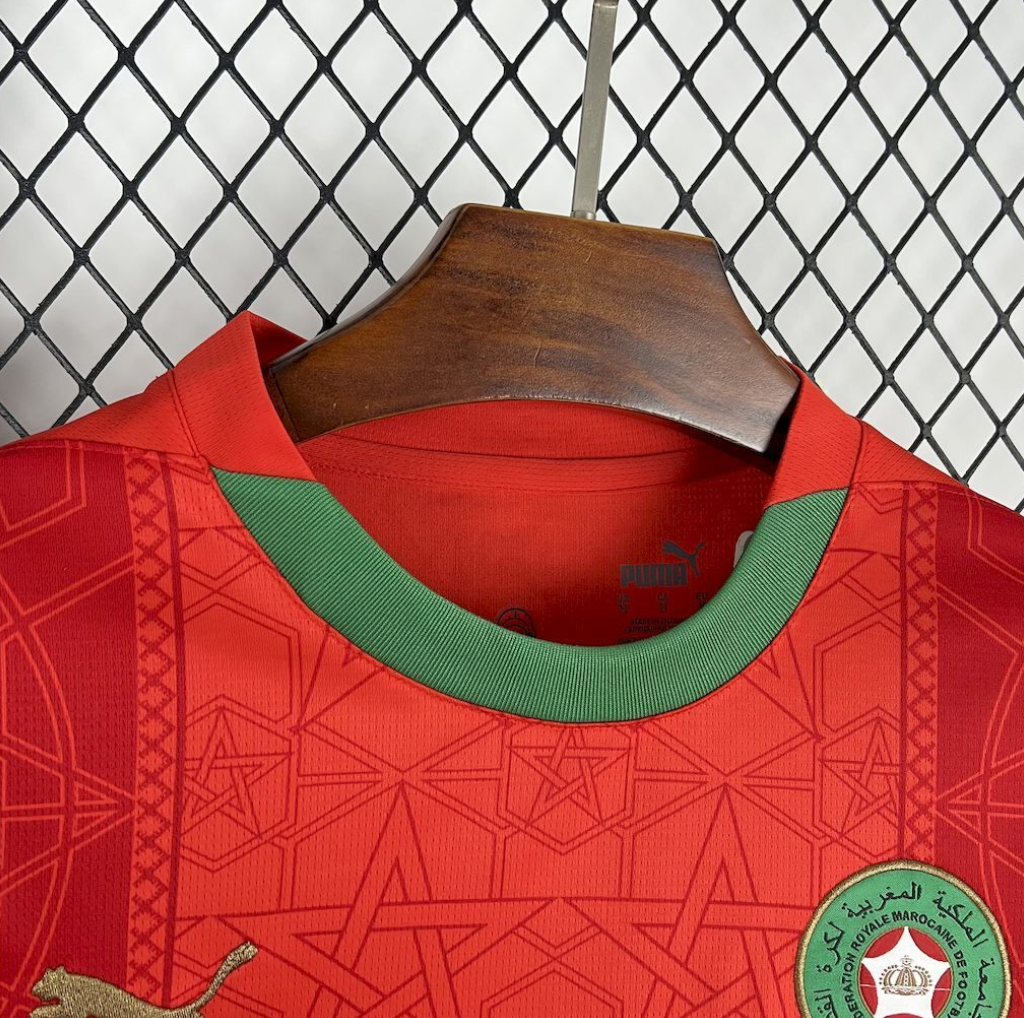 official Morocco 24/25 Home Red Football Short Sleeve Jersey Designed By Puma
