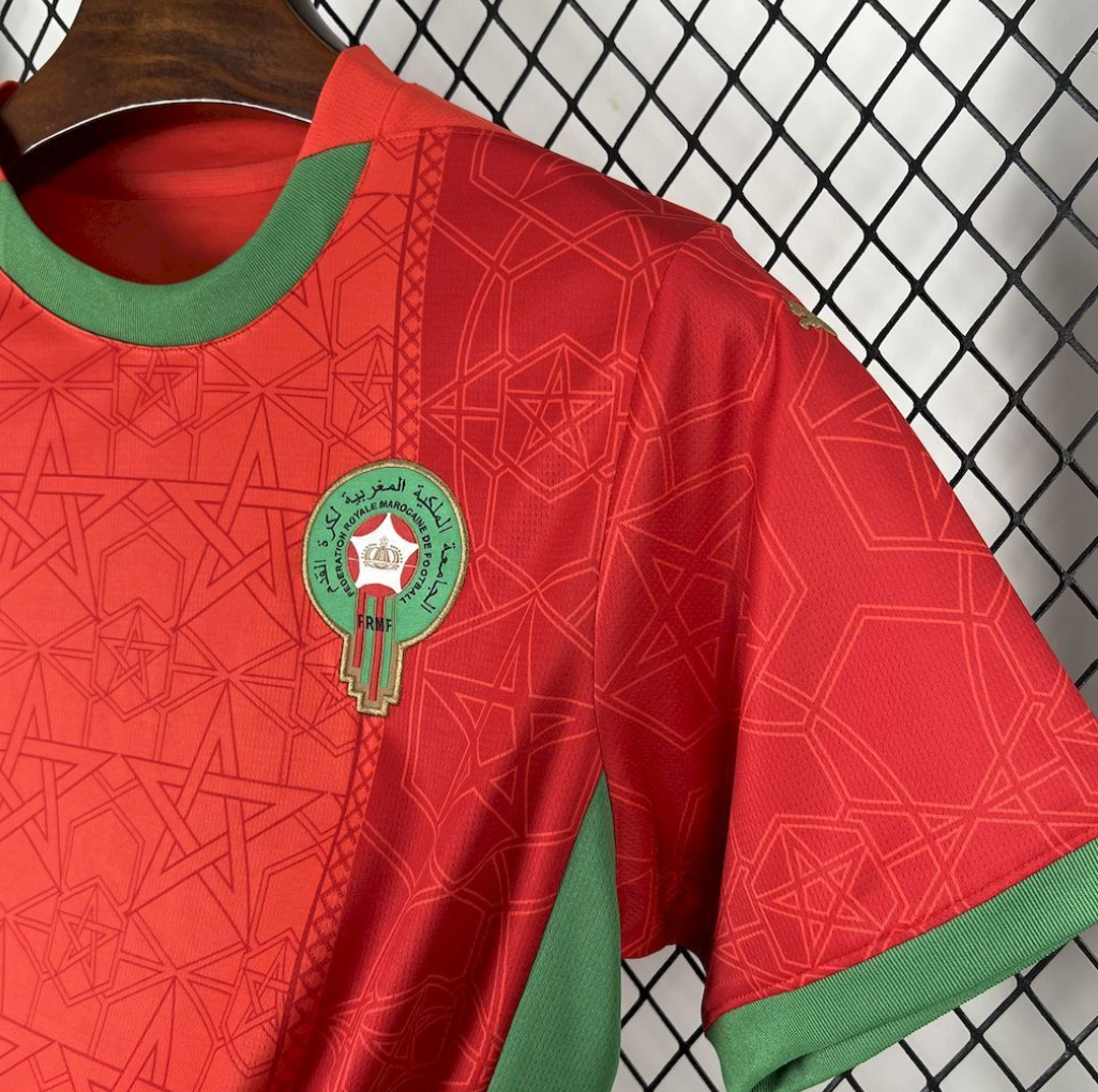 official Morocco 24/25 Home Red Football Short Sleeve Jersey Designed By Puma