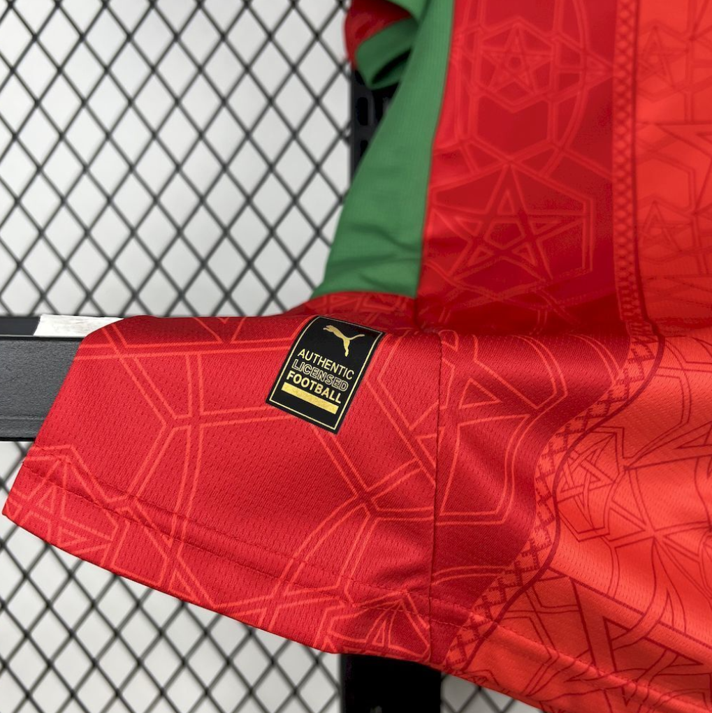 official Morocco 24/25 Home Red Football Short Sleeve Jersey Designed By Puma