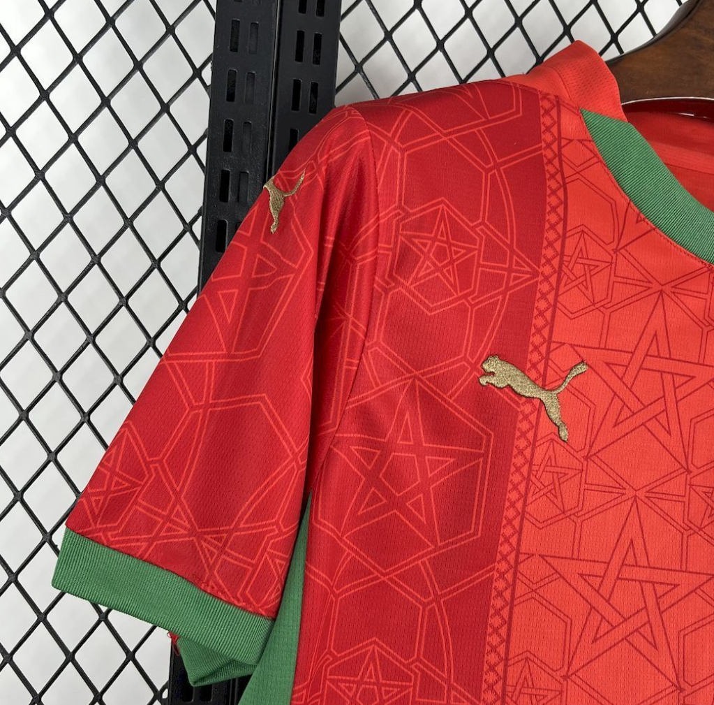 official Morocco 24/25 Home Red Football Short Sleeve Jersey Designed By Puma