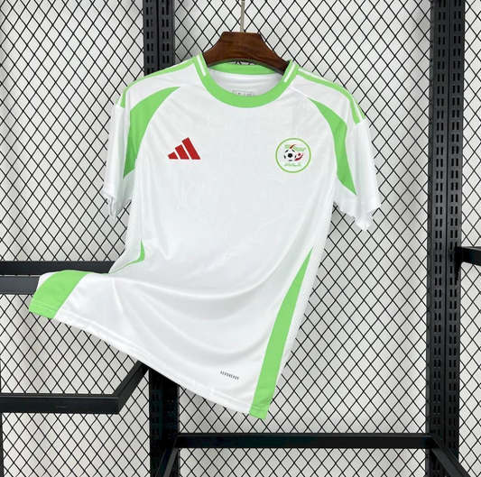 official Algeria 24/25 Home White/Green Football Short Sleeve Jersey Designed By Adidas
