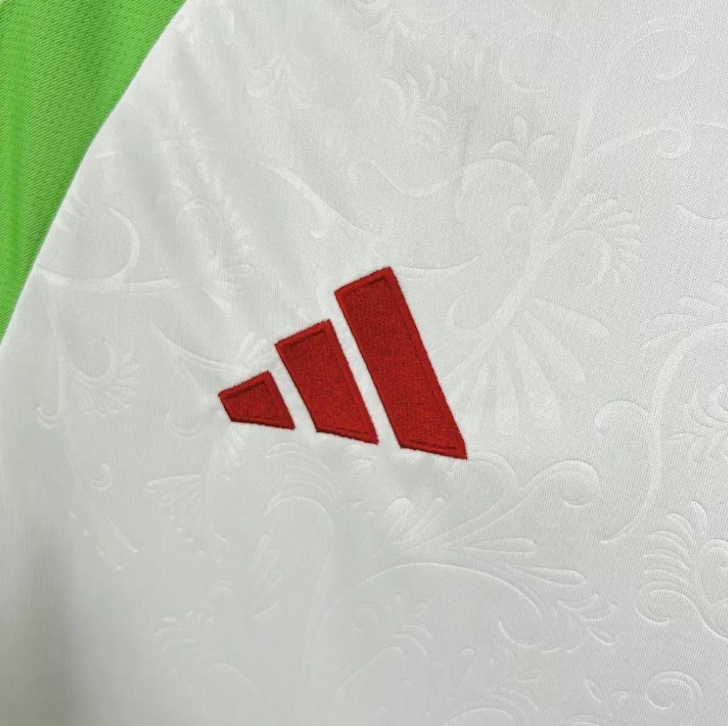 official Algeria 24/25 Home White/Green Football Short Sleeve Jersey Designed By Adidas