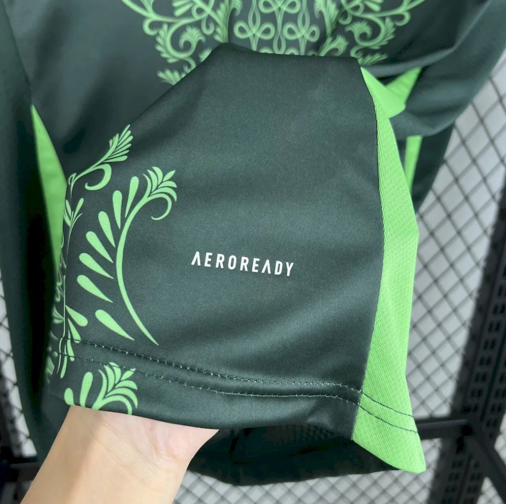 official Algeria 24/25 Away Green Football Short Sleeve Jersey Designed By Adidas
