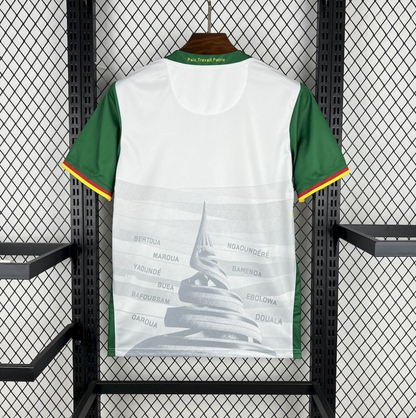 official Cameroon 25/26 Away White/Green Football Short Sleeve Jersey Designed By Fourteen