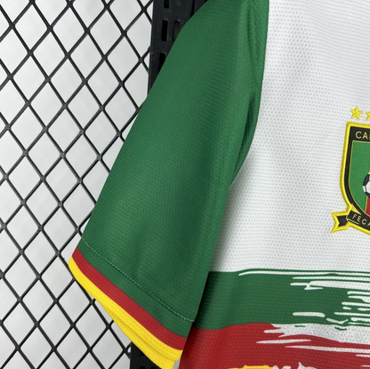 official Cameroon 25/26 Away White/Green Football Short Sleeve Jersey Designed By Fourteen