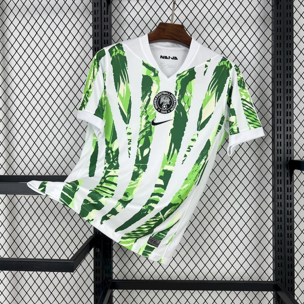 official Nigeria 25/26 Home White/Green Football Short Sleeve Jersey Designed By Nike