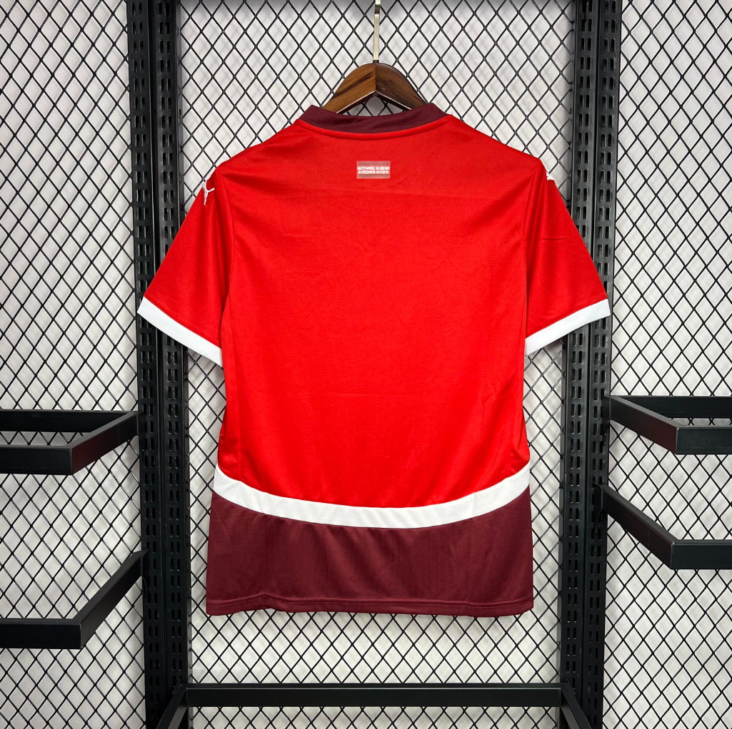 official Switzerland 24/25 Home Red Football Short Sleeve Jersey Designed by Puma