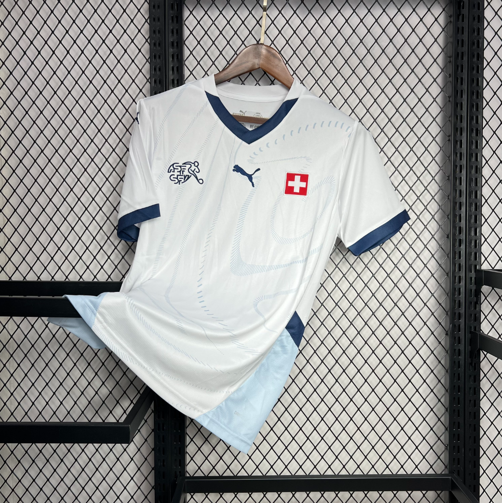 official Switzerland 24/25 Away White Football Short Sleeve Jersey Designed By Puma