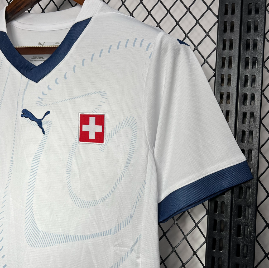 official Switzerland 24/25 Away White Football Short Sleeve Jersey Designed By Puma