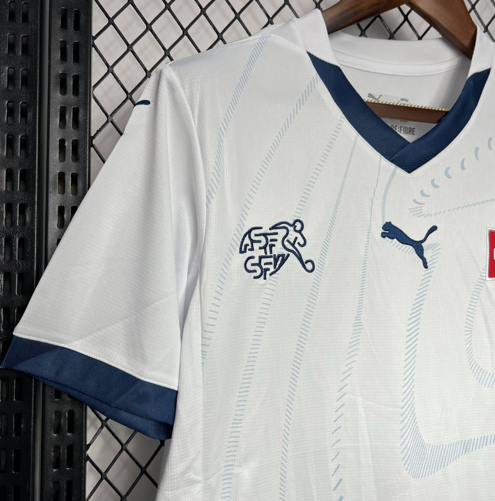 official Switzerland 24/25 Away White Football Short Sleeve Jersey Designed By Puma