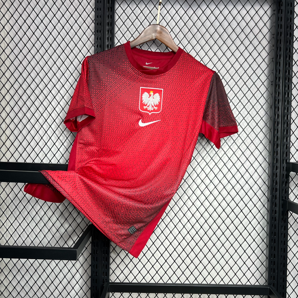 official Poland 24/25 Away Red Football Short Sleeve Jersey Designed By Nike