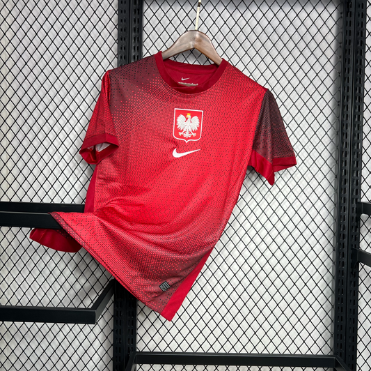 official Poland 24/25 Away Red Football Short Sleeve Jersey Designed By Nike