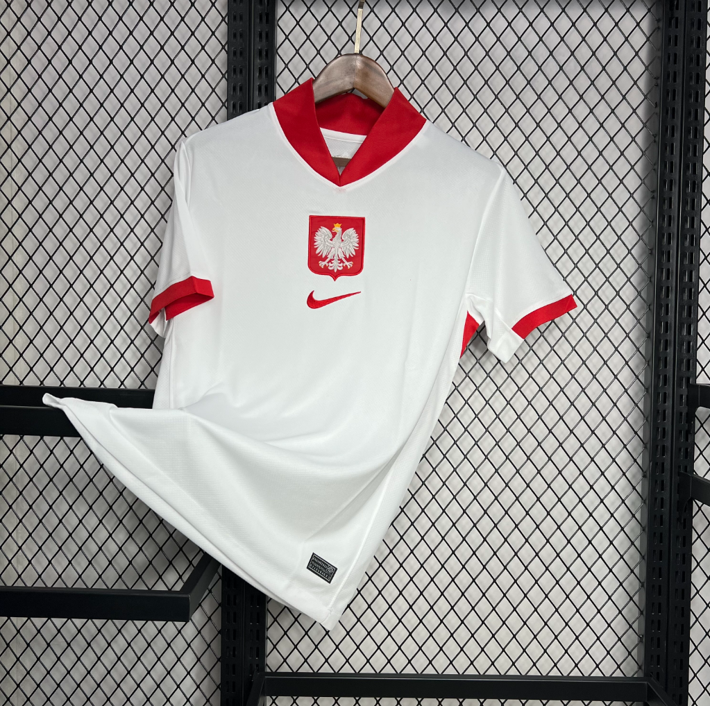 official Poland 24/25 Home White Football Short Sleeve Jersey Designed By Nike