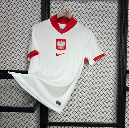 official Poland 24/25 Home White Football Short Sleeve Jersey Designed By Nike