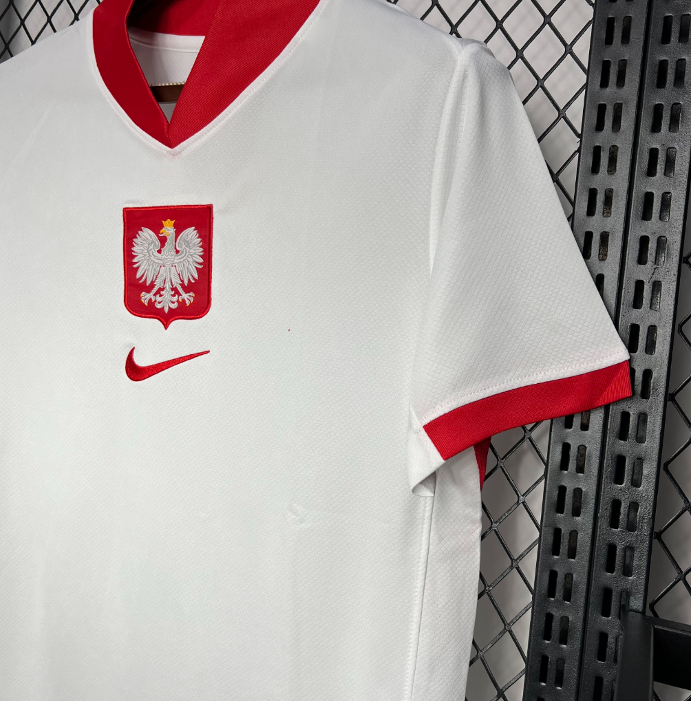 official Poland 24/25 Home White Football Short Sleeve Jersey Designed By Nike