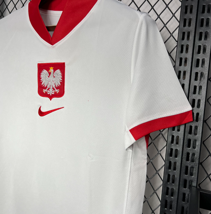 official Poland 24/25 Home White Football Short Sleeve Jersey Designed By Nike
