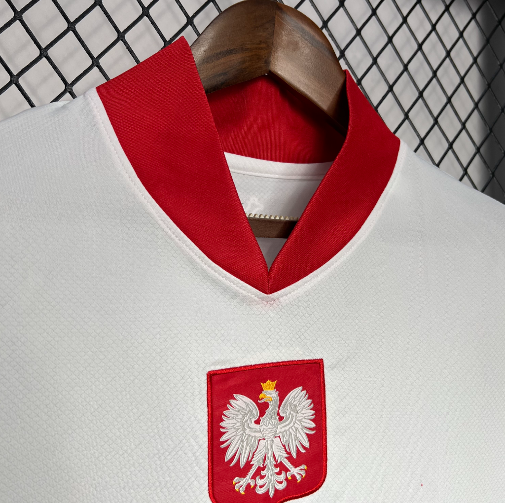 official Poland 24/25 Home White Football Short Sleeve Jersey Designed By Nike