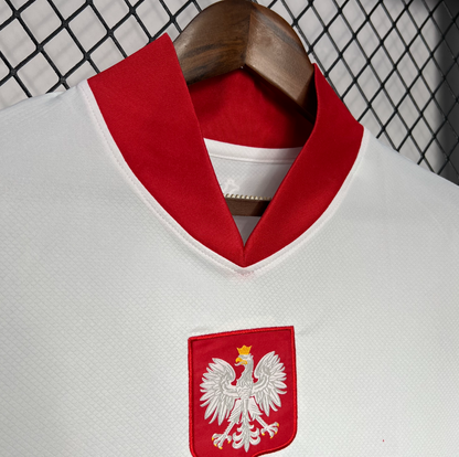 official Poland 24/25 Home White Football Short Sleeve Jersey Designed By Nike