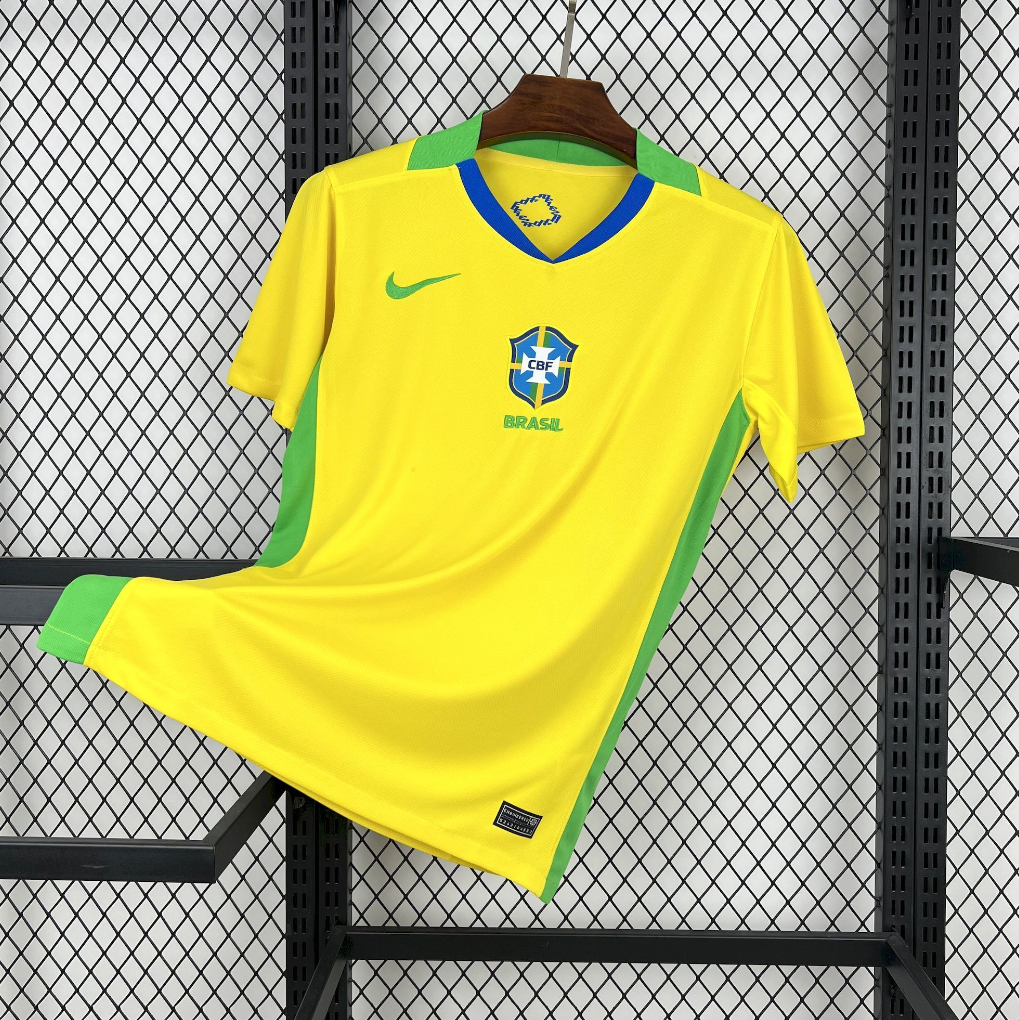 official Brazil 25/26 Home Yellow Football Jersey designed by Nike