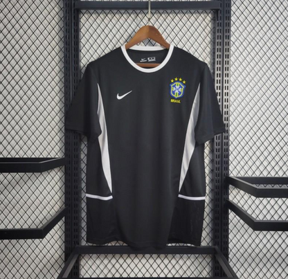 official Brazil 2002 Black Goalkeeper Football Retro Jersey designed by Nike