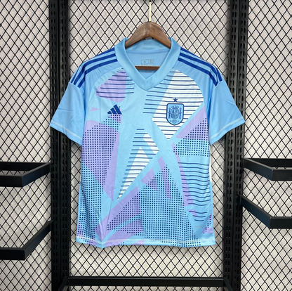 Spain 2024/25 Euro Goalkeeper Blue Football Jersey in Light Blue designed by Adidas