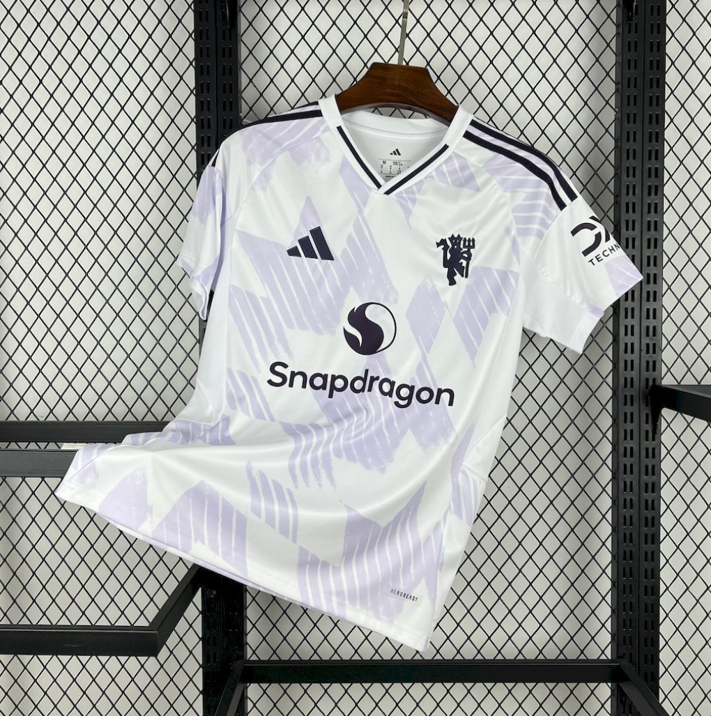 Official Manchester United 25/26 Away white and pink football Jersey by Adidas