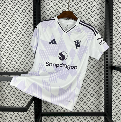 Official Manchester United 25/26 Away white and pink football Jersey by Adidas