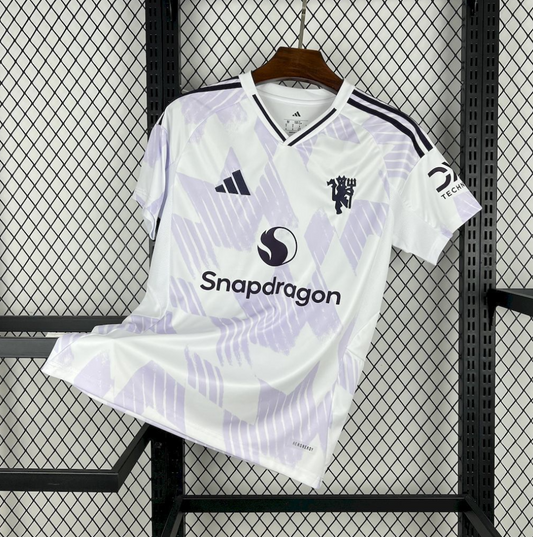 Official Manchester United 25/26 Away white and pink football Jersey by Adidas