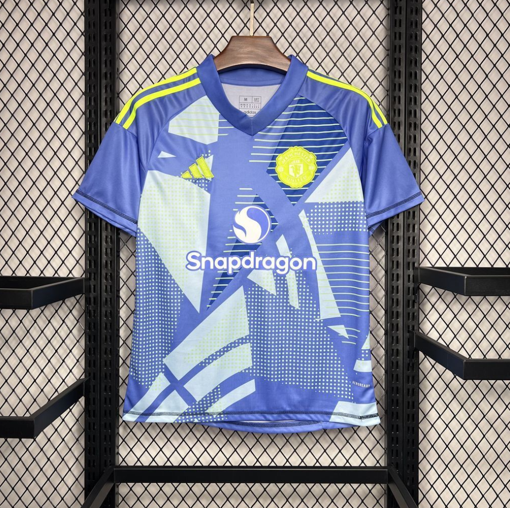 official Manchester United 24/25 Short Sleeve Goalkeeper Blue Football Jersey by Adidas