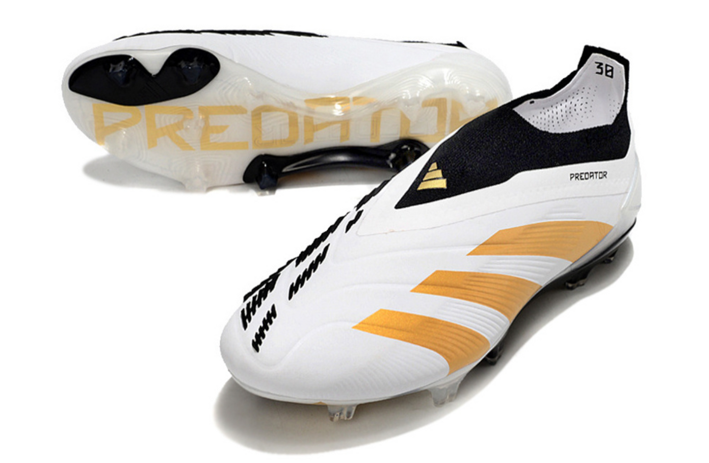 Adidas Predator Elite FG Laceless – Black/White/Gold Stripes