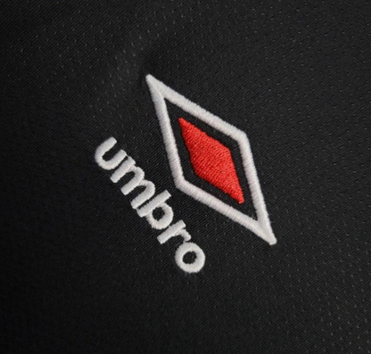 close up view of the umbro crest on the West Ham United 2024/2025 Away Black Jersey