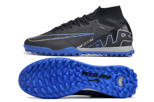 nike air zoom mercurial superfly 9 elite turf in black/blue