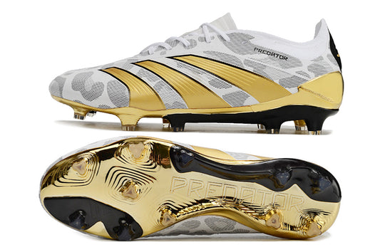adidas predator elite, white/gold, available in FG (with laces and without), and with tongue.