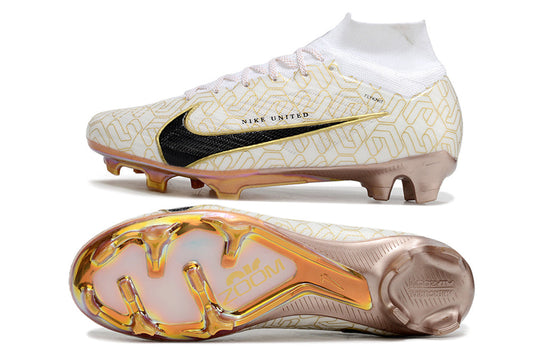 nike air zoom mercurial superfly 9 elite fg white/gold/black