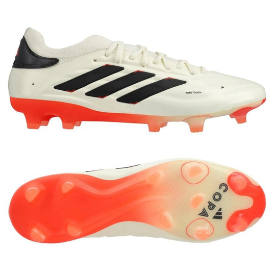 adidas Copa Pure 2 Elite FG "Solar Energy" Pack in an Off-white/Black/Red colorway