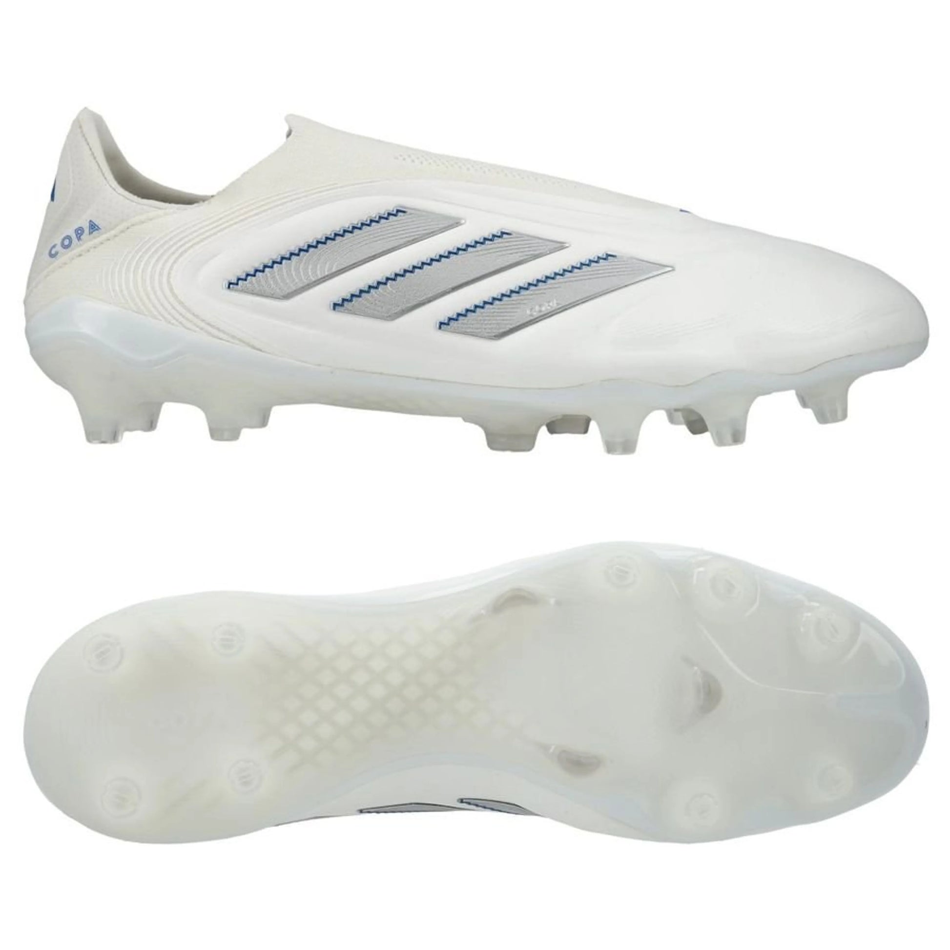 adidas Copa Pure Elite III Laceless FG "Polar Victory Pack" in a White/Silver/Blue colorway