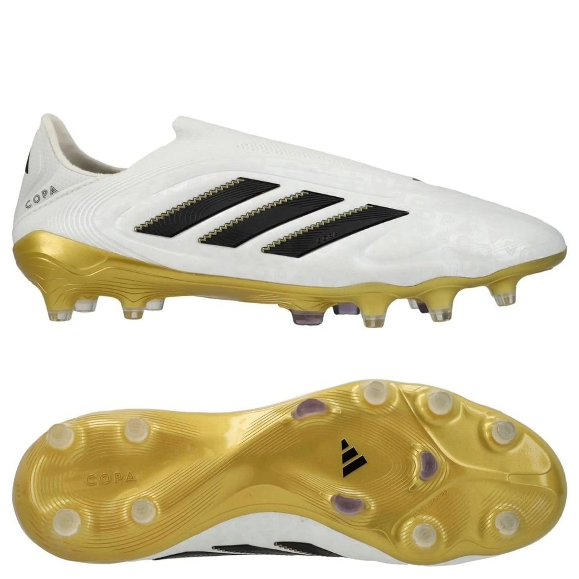 adidas Copa Pure Elite III Laceless FG "Road to Glory" pack in a White/Black/Gold colorway