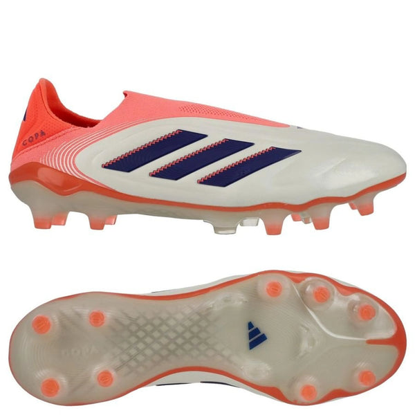 adidas Copa Pure Elite III Laceless FG in a Coral Blaze/Off White/Blue colorway