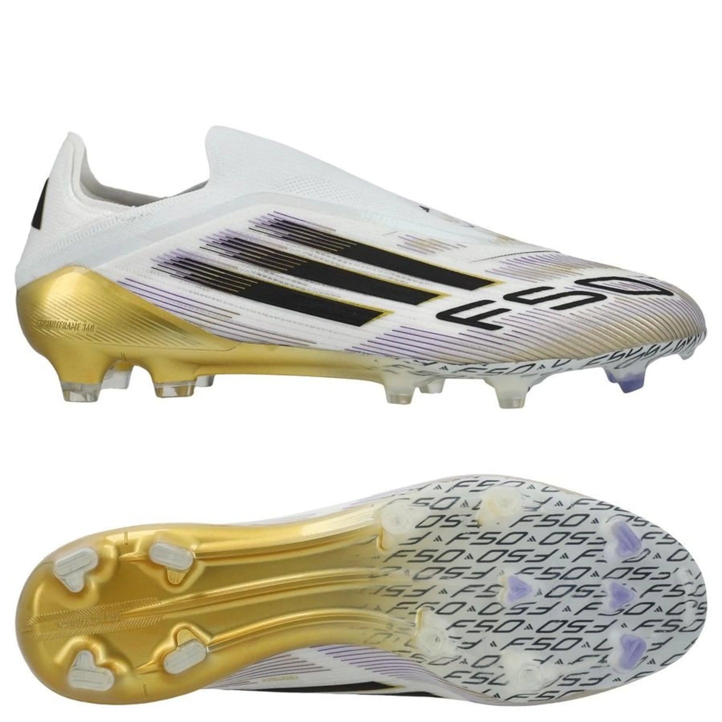 adidas F50 Elite Laceless FG "Road to Glory" Pack in a White/Black/Gold colorway